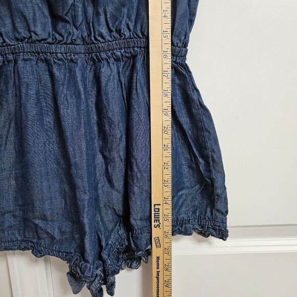 Mossimo Co. Denim Strappy Tie Front Romper Women’s Small Blue Jumper Boho  EUC - Picture 9 of 11